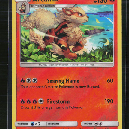 Pokemon 2017 Sun & Moon Arcanine #22/149 Reverse Holo