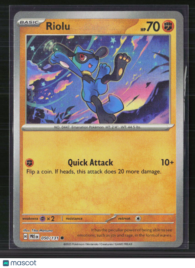 Pokemon 2025 Prismatic Evolutions Riolu #50/131 Master Ball