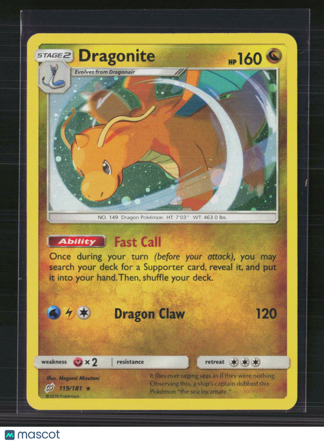 Pokemon 2019 Unified Minds Dragonite #119/181 Cosmos Foil