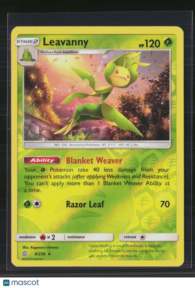 Pokemon 2019 Cosmic Eclipse Leavanny #9/236 Reverse Holo