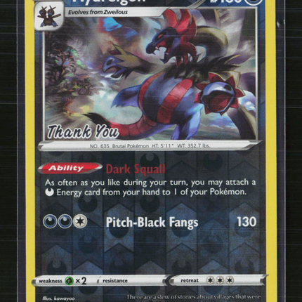 Pokemon 2020 Darkness Ablaze Hydreigon #110/189 (Thank You)