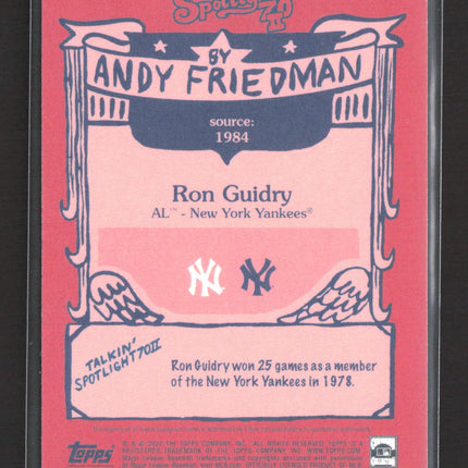 2022 Topps The Spotlight 70 II by Andy Friedman Ron Guidry #50-A 05/10 Auto