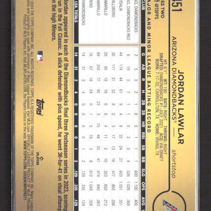 2024 Topps Series Two Jordan Lawlar #451 Golden Mirror Image Variation RC