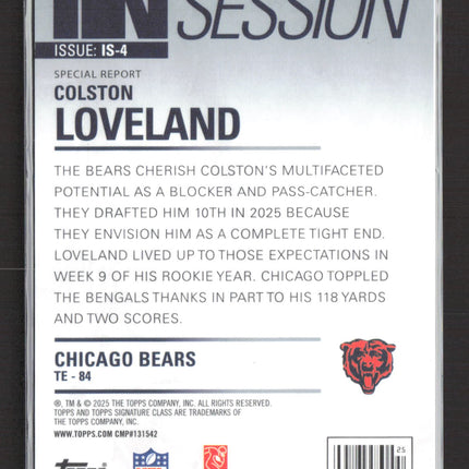 2025 Topps Signature Class In Session Colston Loveland #IS-4 RC Orange 48/50