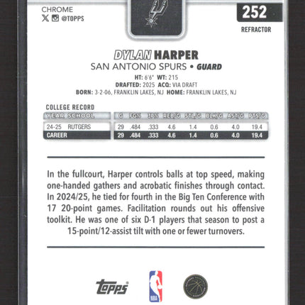 2025 Topps Chrome Dylan Harper #252 Refractor RC