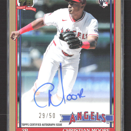 2026 Topps 1991 Topps Baseball Christian Moore #91BA-CMO Gold RC 29/50 Auto