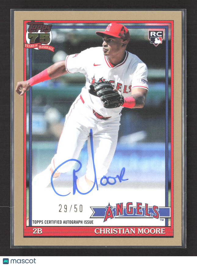 2026 Topps 1991 Topps Baseball Christian Moore #91BA-CMO Gold RC 29/50 Auto