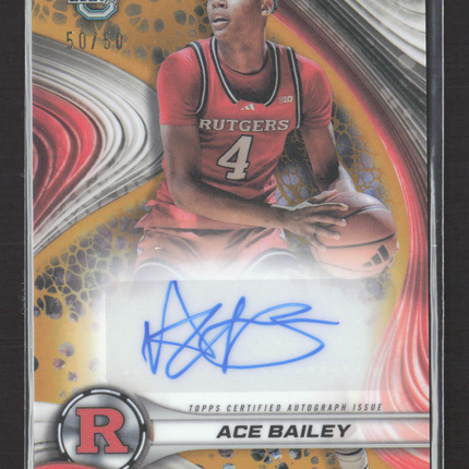 2025 Bowman University Best Basketball Ace Bailey #B24-AB Auto Gold /50