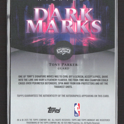 2025 Topps Midnight Dark Marks Tony Parker #DM-TP Auto /50