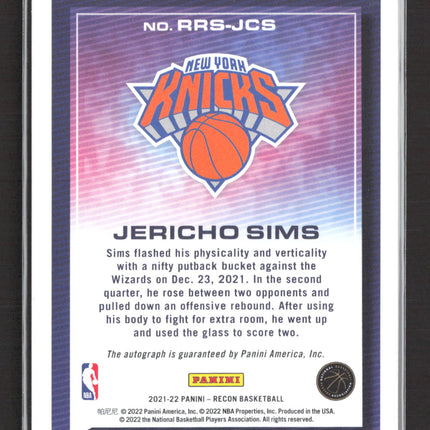 2022 Panini Recon Jericho Sims #RRS-JCS Purple RC Auto /25