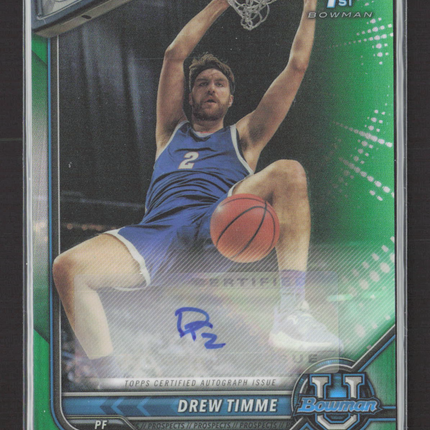 2022 Bowman University Chrome Drew Timme #BCPA-DT Green Refractor Auto /99