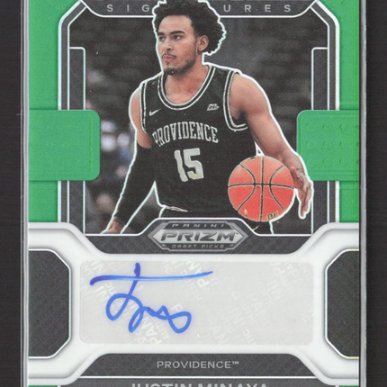 2022 Panini Prizm Draft Picks Sensational Justin Minaya #SS-JMI Green Auto