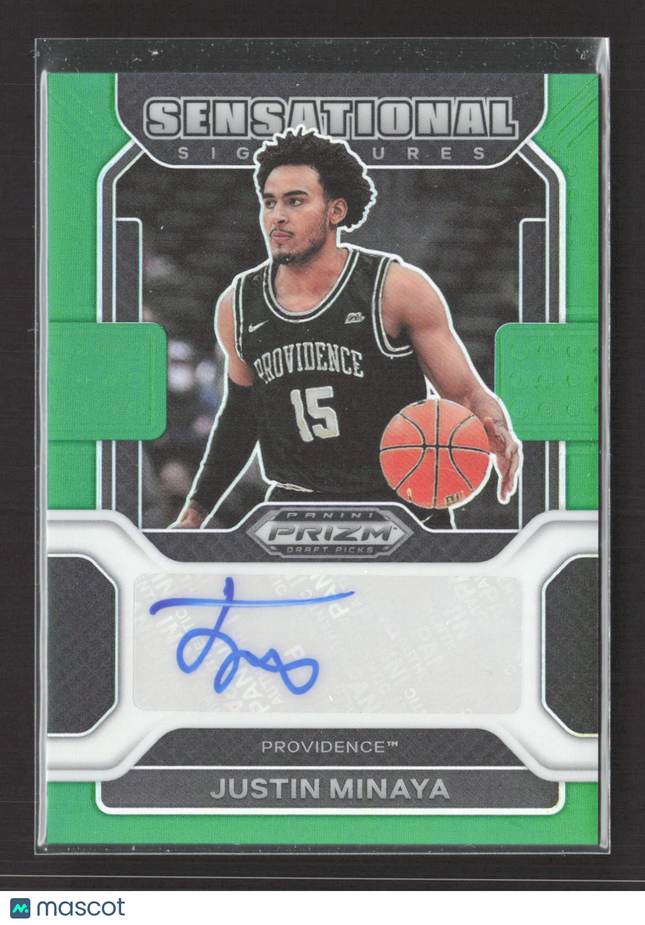 2022 Panini Prizm Draft Picks Sensational Justin Minaya #SS-JMI Green Auto