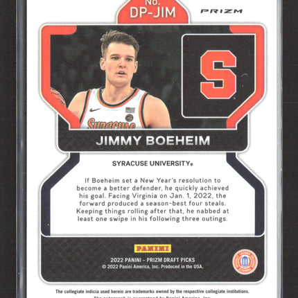 2022 Panini Prizm Draft Picks Jimmy Boeheim #DP-JIM Green Auto