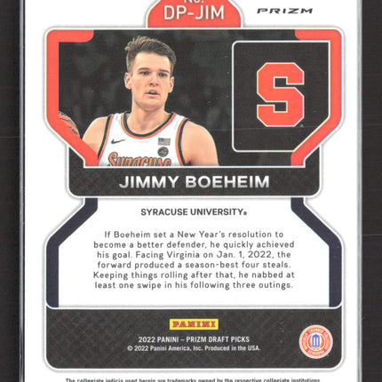 2022 Panini Prizm Draft Picks Jimmy Boeheim #DP-JIM Green Auto