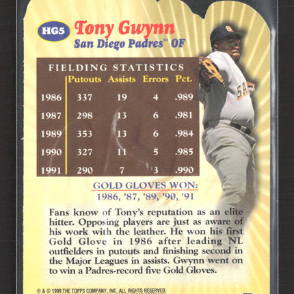 1999 Topps Hands of Gold Tony Gwynn #HG5 Die-Cut