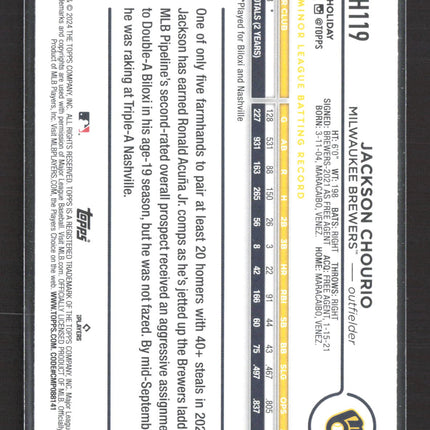 2024 Topps Holiday Jackson Chourio #H119 RC