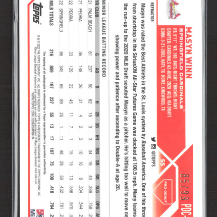 2023 Topps Chrome Pro Debut Masyn Winn #PDC-161 Refractor 85/99 Auto