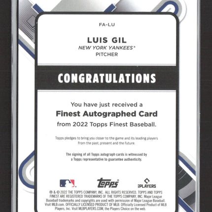 2022 Topps Finest Luis Gil #FA-LU Auto