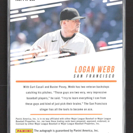 2021 Panini Chronicles Prestige Baseball Logan Webb #PR-LW Auto