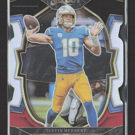 2023 Panini Select Prizm Concourse Justin Herbert #14 Black Red Die Cut