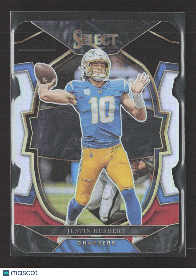 2023 Panini Select Prizm Concourse Justin Herbert #14 Black Red Die Cut