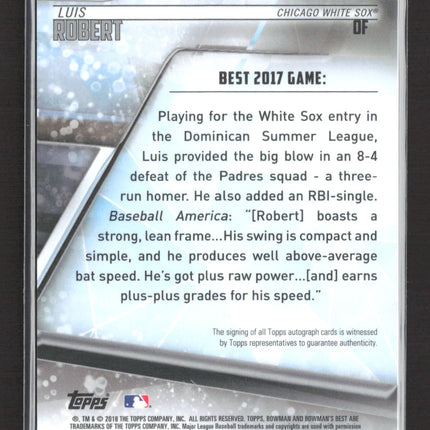 2018 Topps Bowman's Best Luis Robert #B18-LR Green Refractor 53/99 Auto