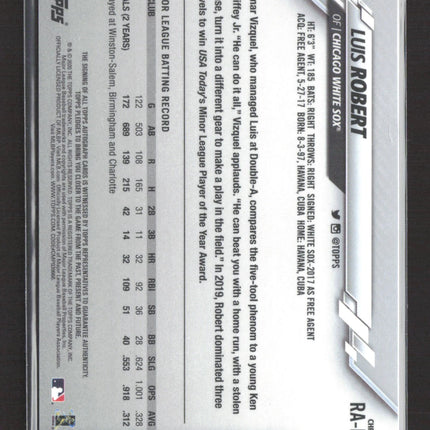 2020 Topps Chrome Luis Robert #RA-LR RC Auto