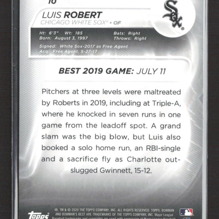 2020 Bowman's Best Luis Robert #10 Purple Refractor 100/250 RC