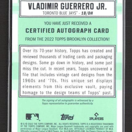 2022 Topps Brooklyn Collection Vladimir Guerrero Jr. #AC-VGJ 05/30 Auto