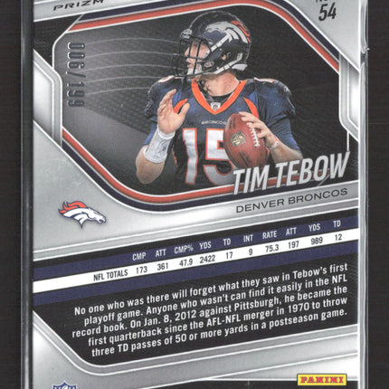 2026 Panini Prizm Black Tim Tebow #54 Blue 006/199