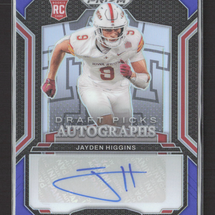 2025 Panini Prizm Draft Picks Jayden Higgins #DPA-JHS Purple 082/249 RC Auto