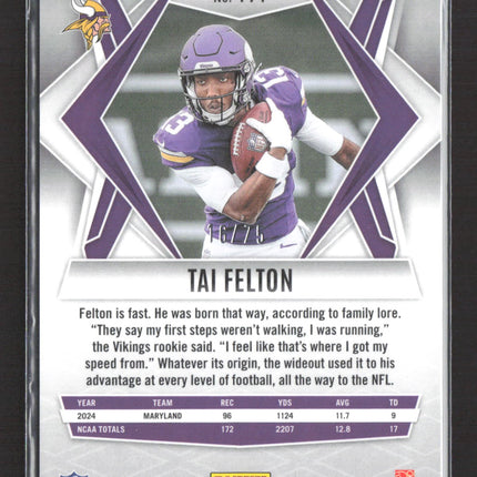 2025 Panini Phoenix Tai Felton #171 Green RC 16/75