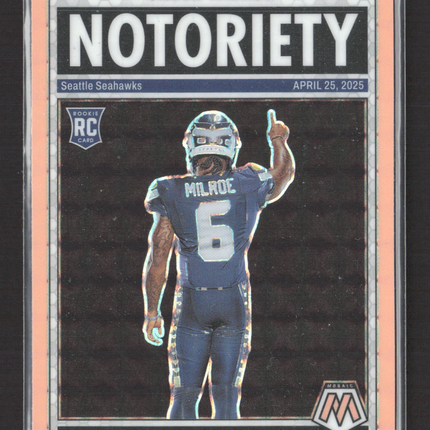 2025 Panini Mosaic Prizm Notoriety Jalen Milroe #15 Orange RC