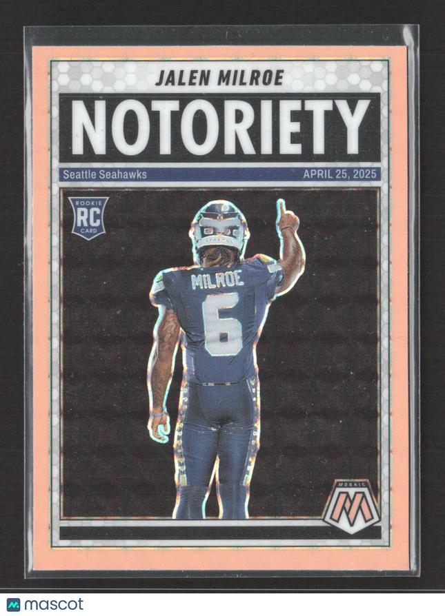 2025 Panini Mosaic Prizm Notoriety Jalen Milroe #15 Orange RC