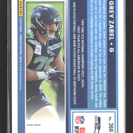 2025 Panini Donruss Optic Prizm Grey Zabel #366 Pink