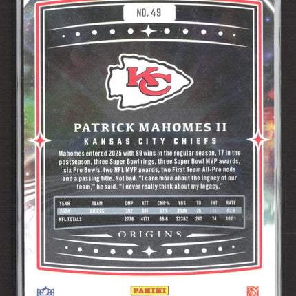 2025 Panini Origins Patrick Mahomes II #49