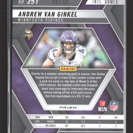 2025 Panini Mosaic Football Andrew Van Ginkel #251 Purple 99/99
