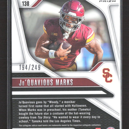 2025 Panini Prizm Draft Picks Woody Marks #138 Purple RC 194/249