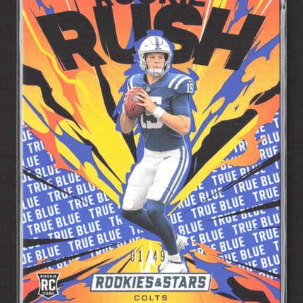 2025 Panini Rookies & Stars Rookie Rush Riley Leonard #16 True Blue RC 01/49