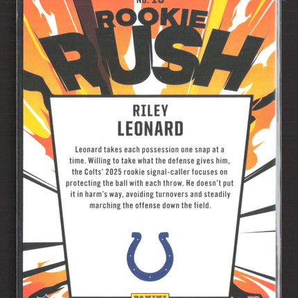 2025 Panini Rookies & Stars Rookie Rush Riley Leonard #16 True Blue RC 01/49