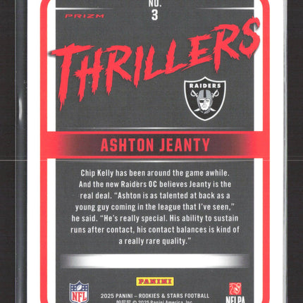 2025 Panini Rookies & Stars Thrillers Ashton Jeanty #3 RC