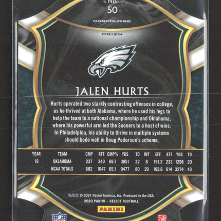 2021 Panini Select Concourse Jalen Hurts #50 RC White