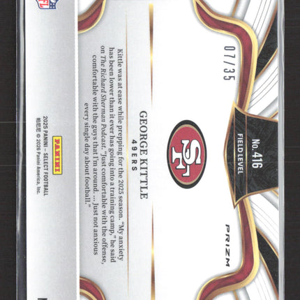 2026 Panini Select Prizm Field Level George Kittle #416 07/35 White