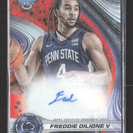 2025 Bowman University Best Freddie Dilione V #B24-FD Orange Refractor /25 Auto