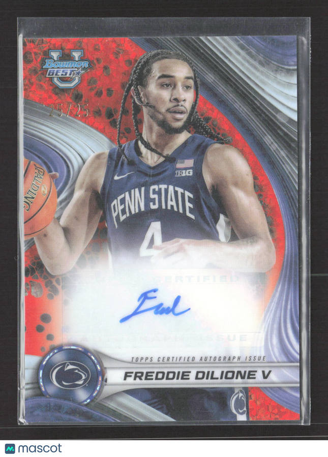 2025 Bowman University Best Freddie Dilione V #B24-FD Orange Refractor /25 Auto