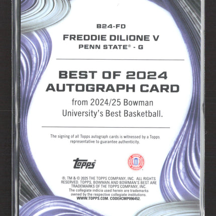 2025 Bowman University Best Freddie Dilione V #B24-FD Orange Refractor /25 Auto