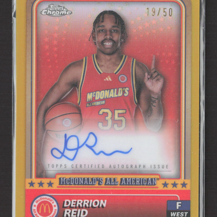 2024 Topps Chrome McDonald's American Derrion Reid #91 Gold Refractor /50 Auto