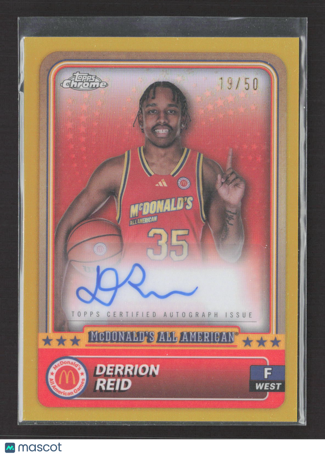 2024 Topps Chrome McDonald's American Derrion Reid #91 Gold Refractor /50 Auto