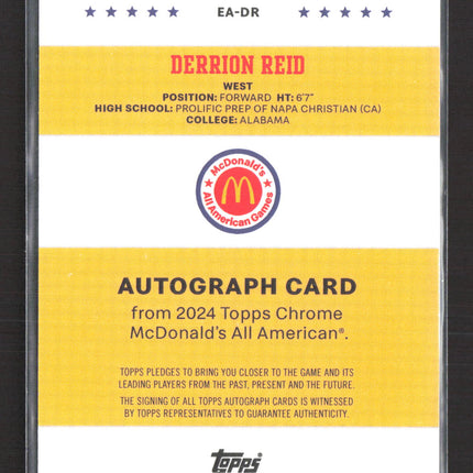 2024 Topps Chrome McDonald's All American Derrion Reid #EA-DR Auto